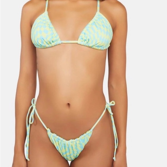 (A21) It’s Now Cool The Gathered Tie Pant ONLY, Lime Wave Cheque, Size M, NWT - Picture 3 of 8